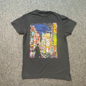 Threadless Kaiju City T Shirt S Small Mens Black Neon Godzilla Tokyo Streetwear